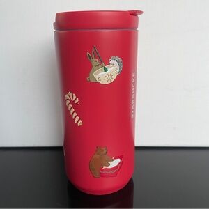 Starbucks Red Tumbler with Animal Illustrations